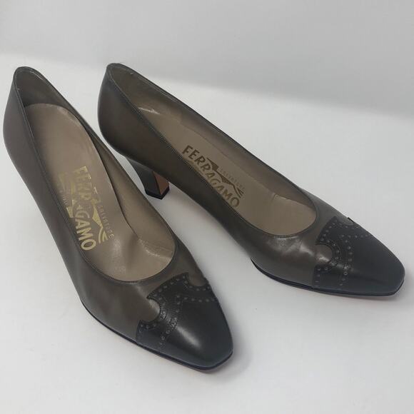 EUC Salvatore Ferragamo tan/ brown 7 1/2 heels - Picture 1 of 8